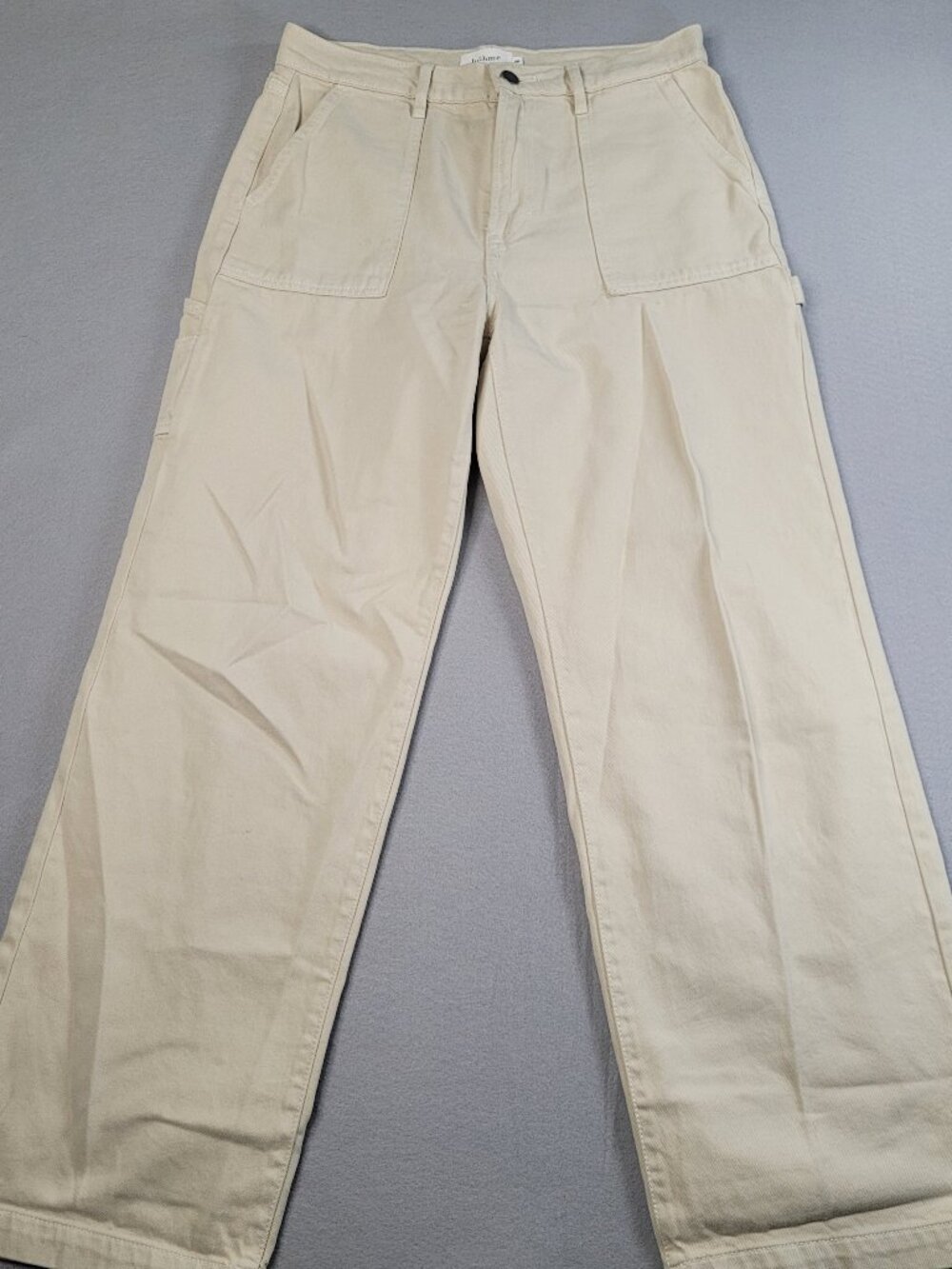 Böhme Women’s 28 Carpenter Pants Cream Khaki Rigid Cotton Straight Leg Casual